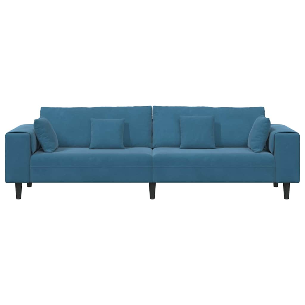 Samt Sofa mit Kissen Blau 208 cm Samt