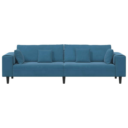 Samt Sofa mit Kissen Blau 208 cm Samt