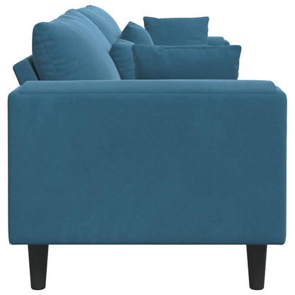 Samt Sofa mit Kissen Blau 208 cm Samt