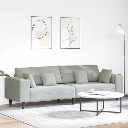 Samt Sofa mit Kissen Hellgrau 208 cm Samt
