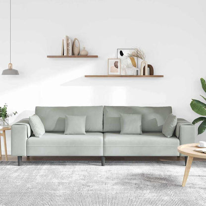 Samt Sofa mit Kissen Hellgrau 208 cm Samt