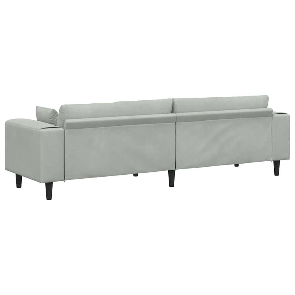 Samt Sofa mit Kissen Hellgrau 208 cm Samt