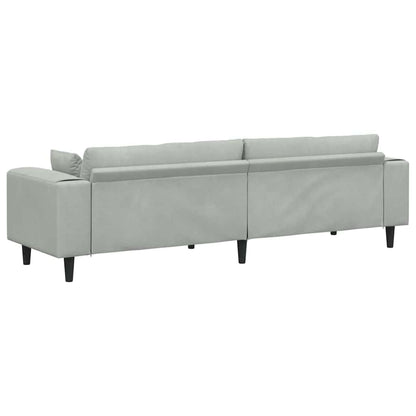 Samt Sofa mit Kissen Hellgrau 208 cm Samt