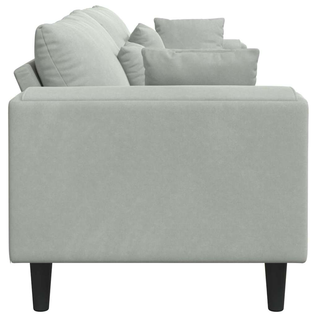 Samt Sofa mit Kissen Hellgrau 208 cm Samt