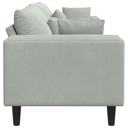 Samt Sofa mit Kissen Hellgrau 208 cm Samt