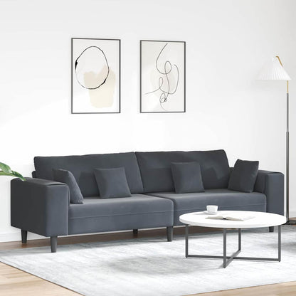 Samt Sofa mit Kissen Dunkelgrau 208 cm Samt