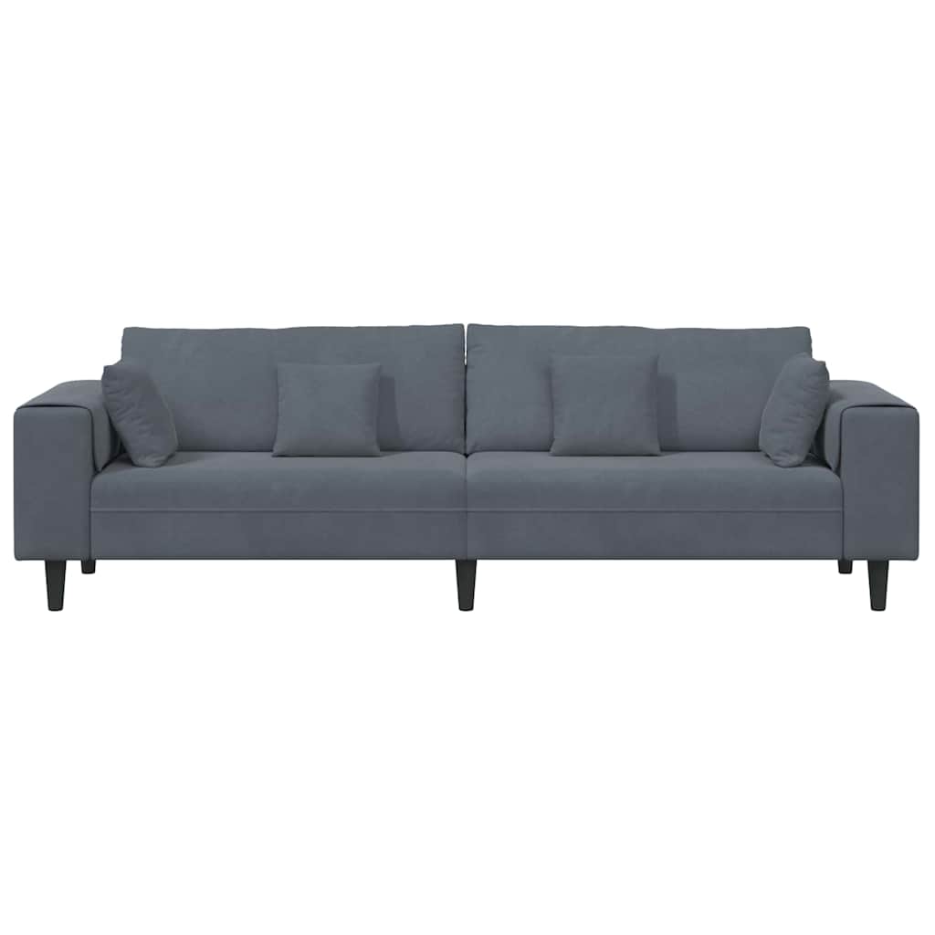 Samt Sofa mit Kissen Dunkelgrau 208 cm Samt