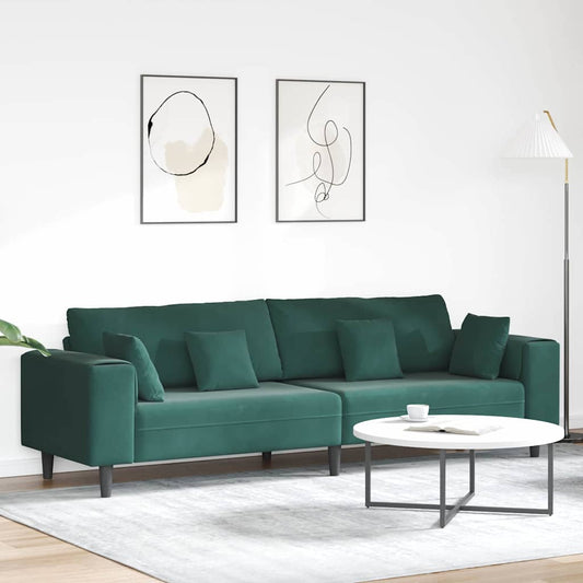 Samt Sofa mit Kissen Dunkelgrün 208 cm Samt