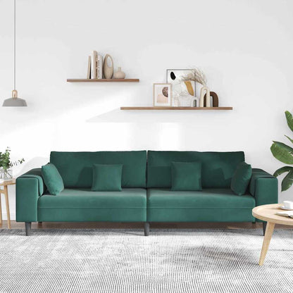 Samt Sofa mit Kissen Dunkelgrün 208 cm Samt