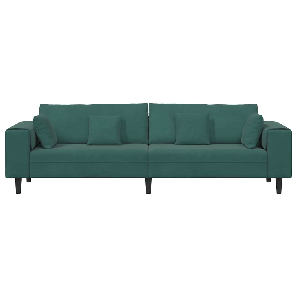 Samt Sofa mit Kissen Dunkelgrün 208 cm Samt