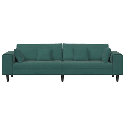 Samt Sofa mit Kissen Dunkelgrün 208 cm Samt