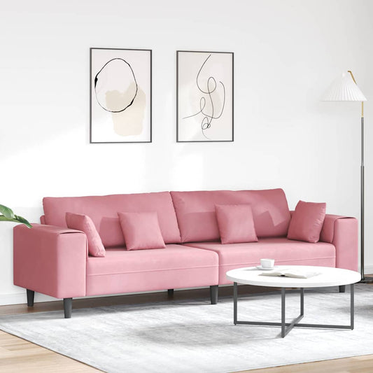Samt Sofa mit Kissen Rosa 209 cm Samt