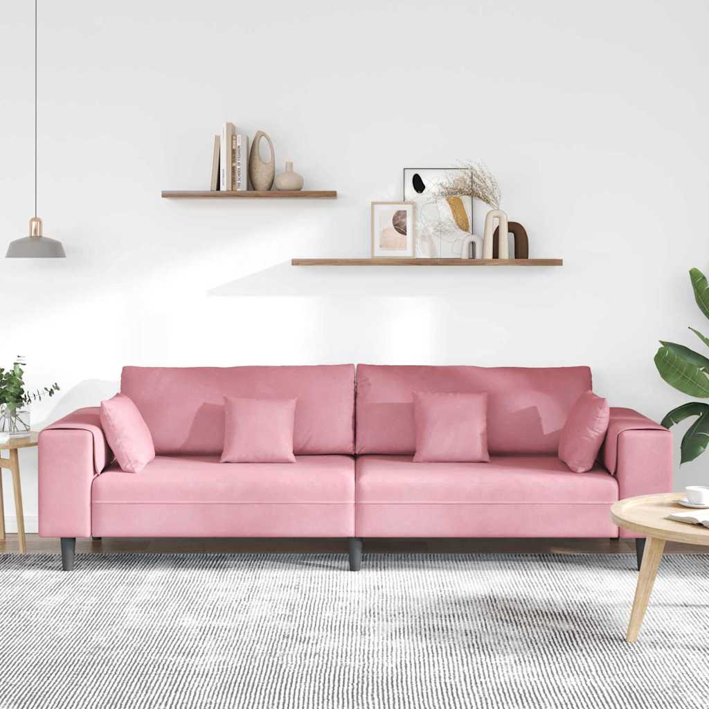 Samt Sofa mit Kissen Rosa 209 cm Samt