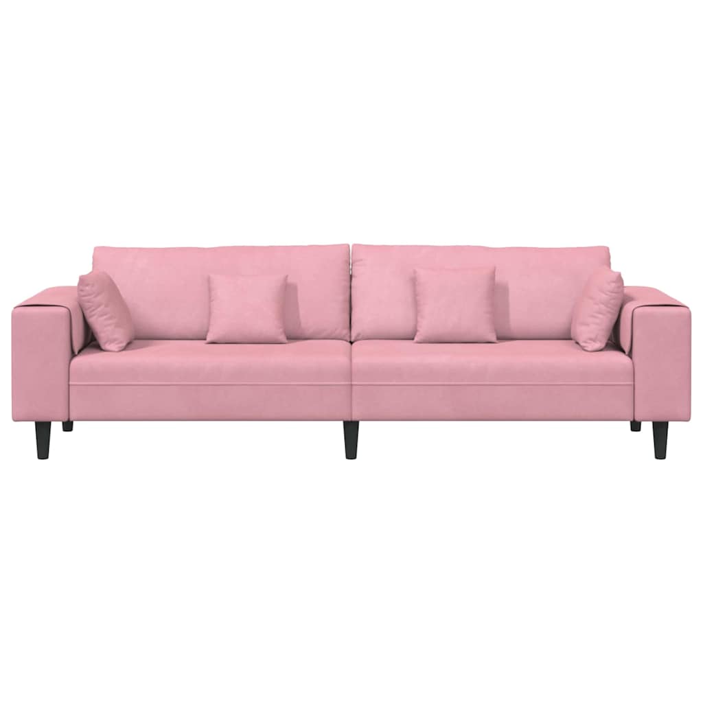 Samt Sofa mit Kissen Rosa 209 cm Samt