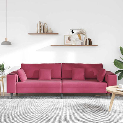 Samt Sofa mit Kissen Weinrot 208 cm Samt