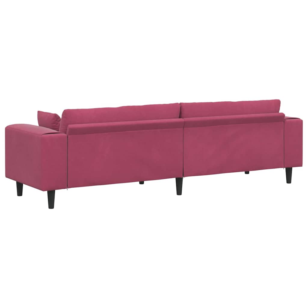 Samt Sofa mit Kissen Weinrot 208 cm Samt
