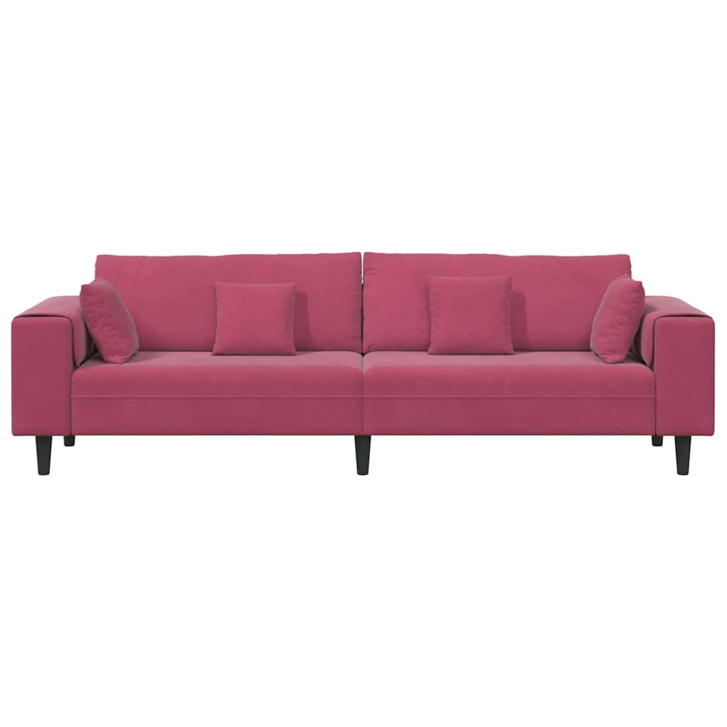 Samt Sofa mit Kissen Weinrot 208 cm Samt