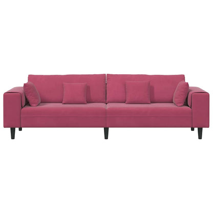 Samt Sofa mit Kissen Weinrot 208 cm Samt