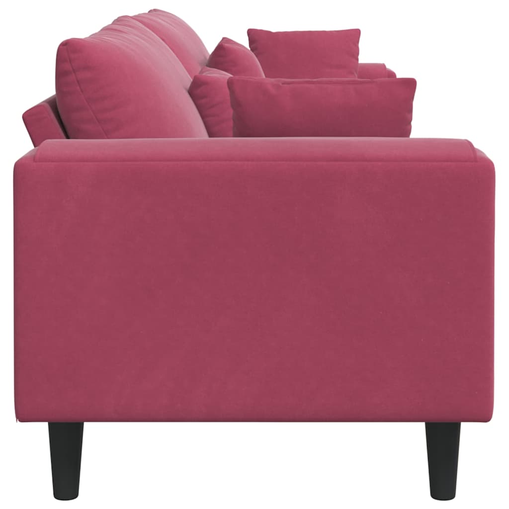 Samt Sofa mit Kissen Weinrot 208 cm Samt