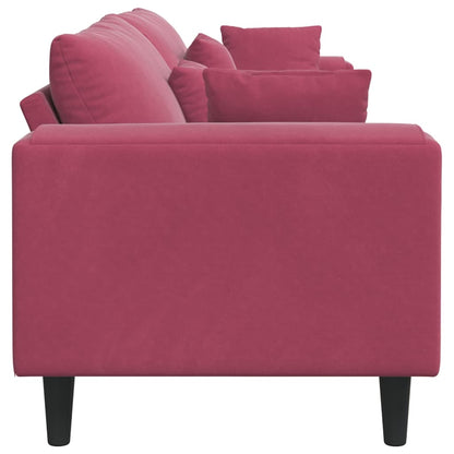 Samt Sofa mit Kissen Weinrot 208 cm Samt