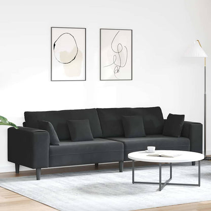 Samt Sofa mit Kissen Schwarz 208 cm Samt