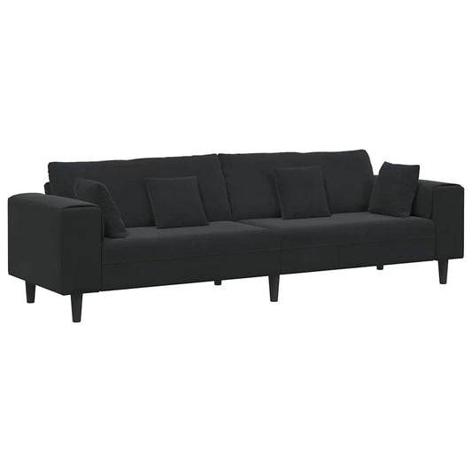 Samt Sofa mit Kissen Schwarz 208 cm Samt