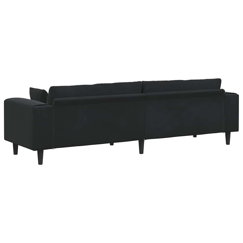 Samt Sofa mit Kissen Schwarz 208 cm Samt