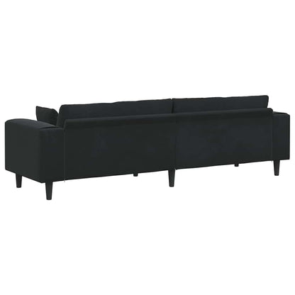 Samt Sofa mit Kissen Schwarz 208 cm Samt