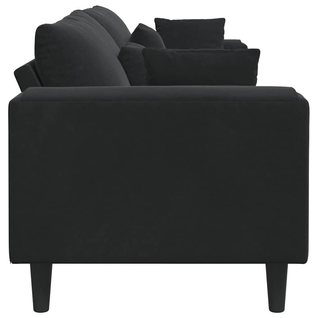 Samt Sofa mit Kissen Schwarz 208 cm Samt