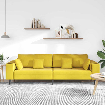 Samt Sofa mit Kissen Gelb 210 cm Samt