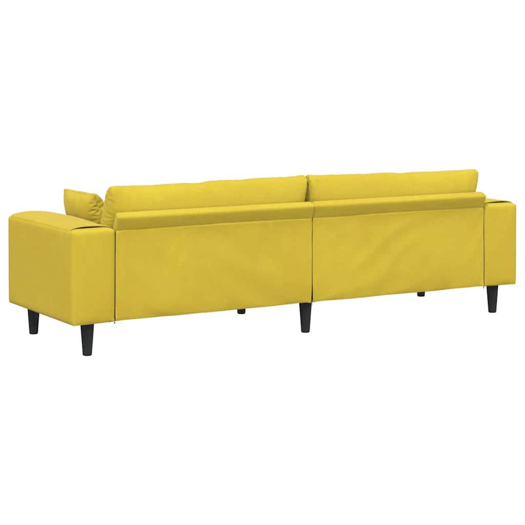Samt Sofa mit Kissen Gelb 210 cm Samt