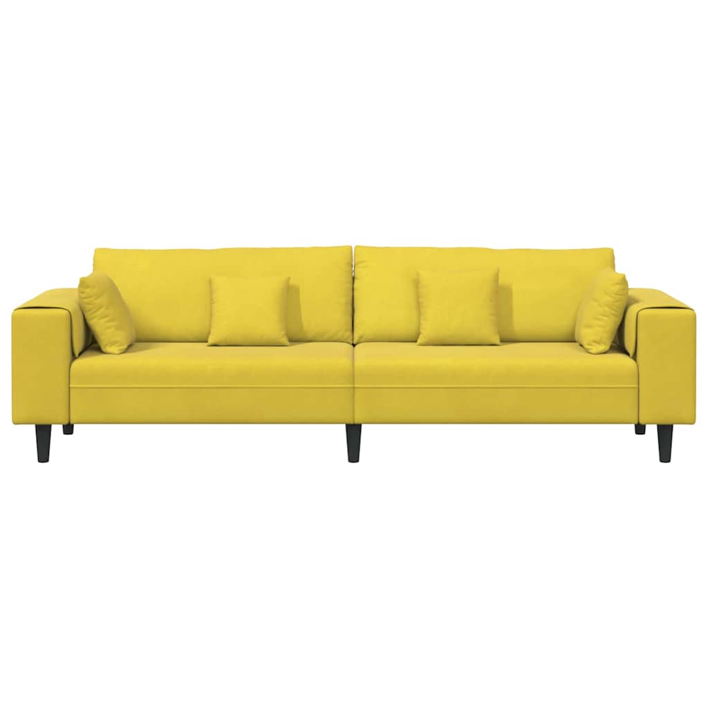 Samt Sofa mit Kissen Gelb 210 cm Samt