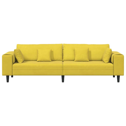 Samt Sofa mit Kissen Gelb 210 cm Samt