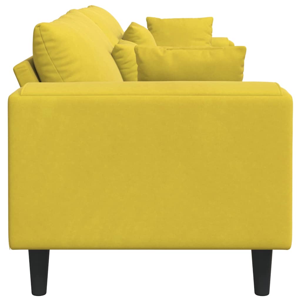 Samt Sofa mit Kissen Gelb 210 cm Samt
