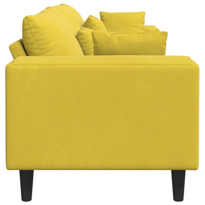 Samt Sofa mit Kissen Gelb 210 cm Samt