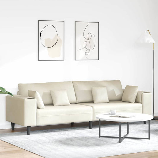 Samt Sofa mit Kissen Creme 208 cm Samt