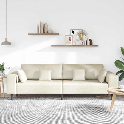 Samt Sofa mit Kissen Creme 208 cm Samt