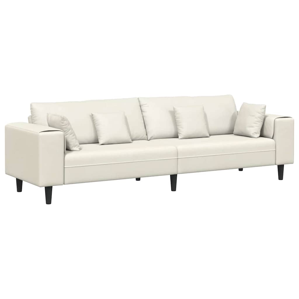 Samt Sofa mit Kissen Creme 208 cm Samt