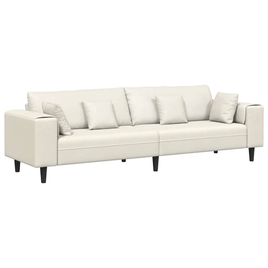 Samt Sofa mit Kissen Creme 208 cm Samt