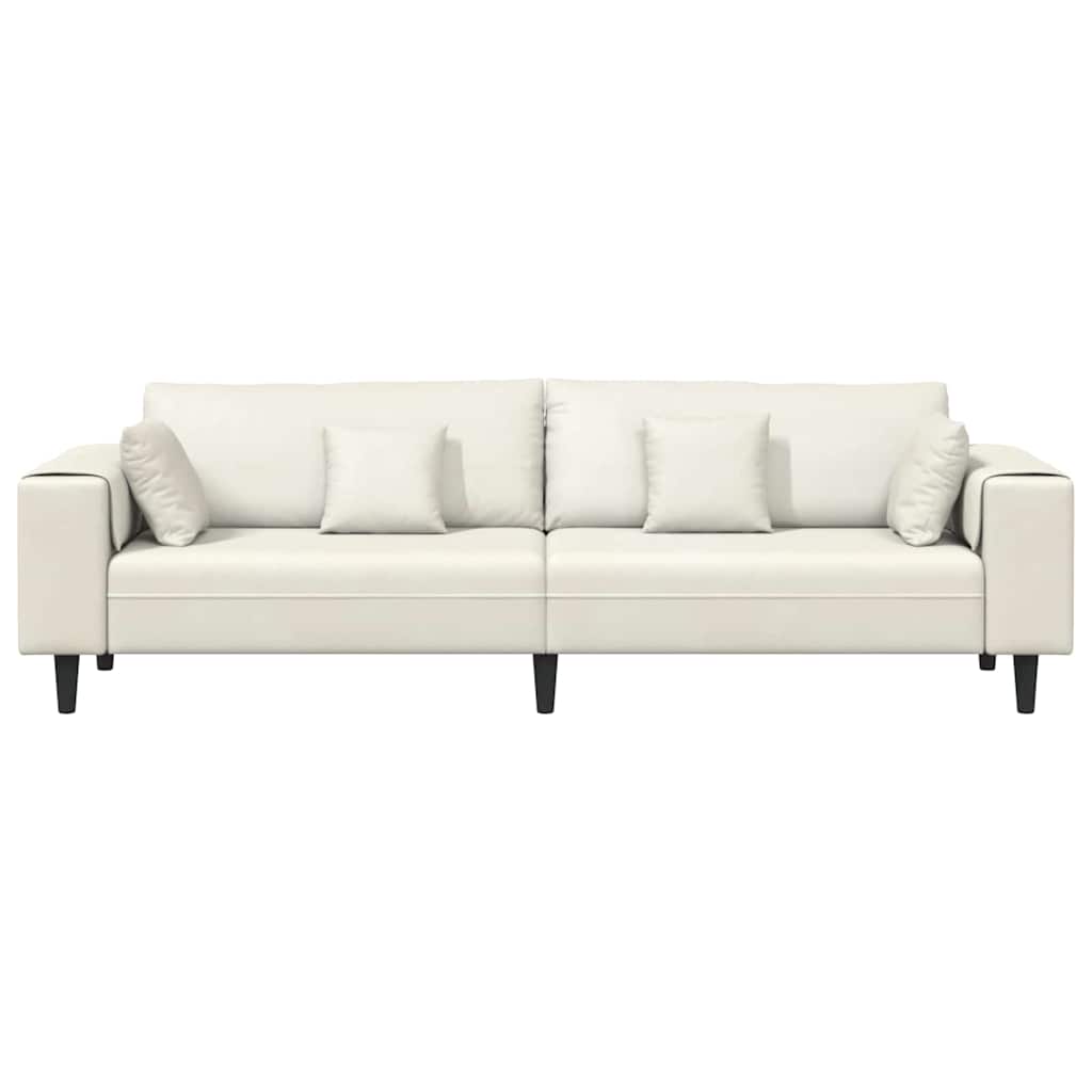 Samt Sofa mit Kissen Creme 208 cm Samt