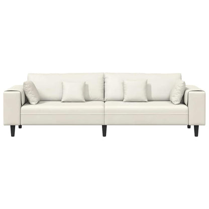 Samt Sofa mit Kissen Creme 208 cm Samt