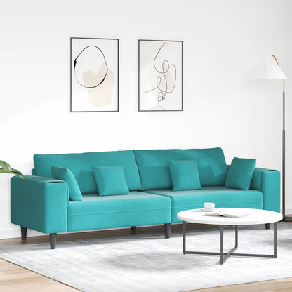 Samt Sofa mit Kissen Türkis 208 cm Samt