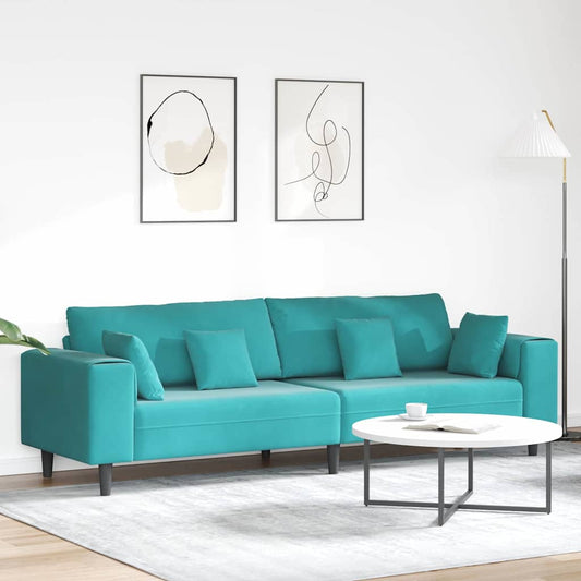 Samt Sofa mit Kissen Türkis 208 cm Samt