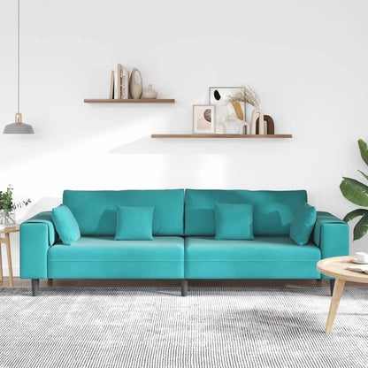 Samt Sofa mit Kissen Türkis 208 cm Samt