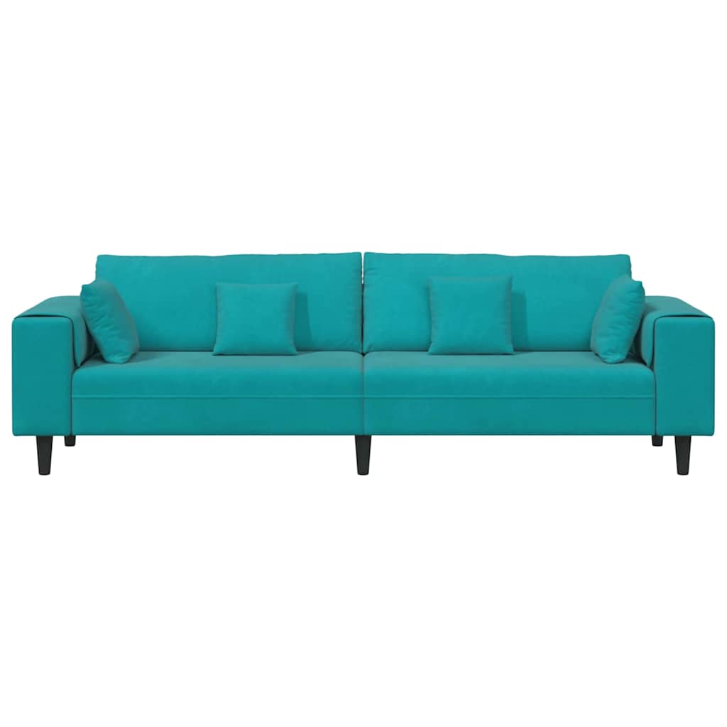 Samt Sofa mit Kissen Türkis 208 cm Samt