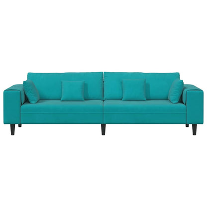 Samt Sofa mit Kissen Türkis 208 cm Samt