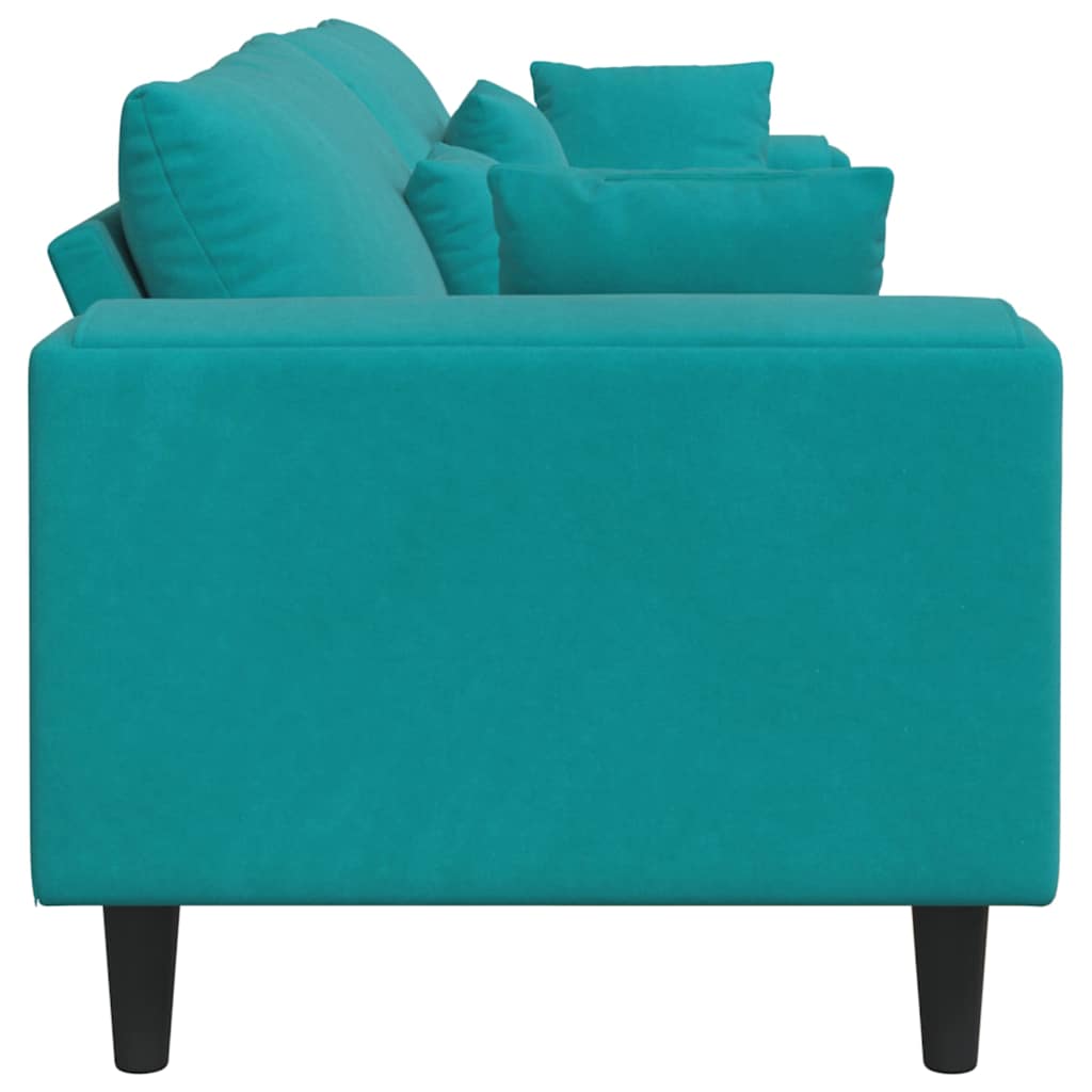 Samt Sofa mit Kissen Türkis 208 cm Samt