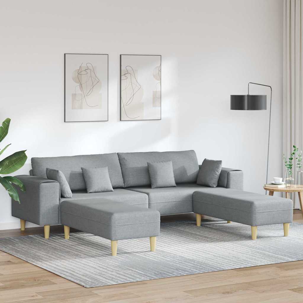 Stoffsofa mit Kissen 3 pcs Hellgrau 208 cm Stoff