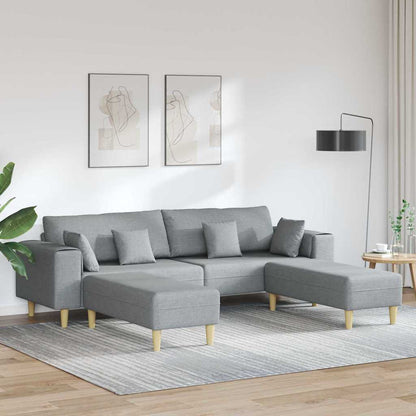 Stoffsofa mit Kissen 3 pcs Hellgrau 208 cm Stoff