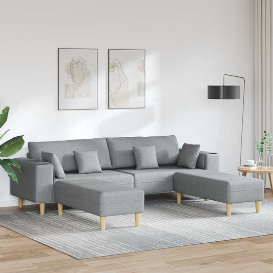 Stoffsofa mit Kissen 3 pcs Hellgrau 208 cm Stoff